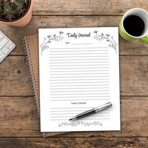 Hoja de diario imprimible - Página de diario digital - Diario imprimible - Página de gratitud - Tamaño carta y tamaño A5 - Página de diario floral