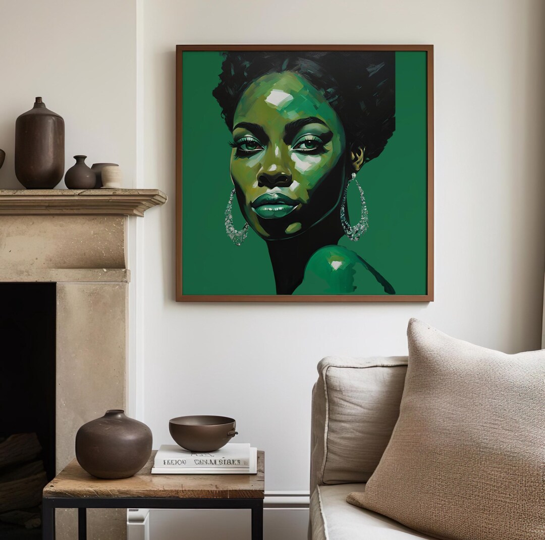Emerald Green Woman Art Print: Afrocentric Portrait (digital Download ...