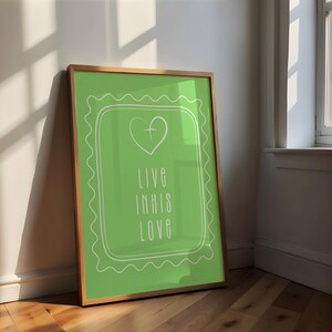 Live In His Love Print: Christian Heart & Cross Decor (Digital Download