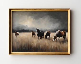 Vintage Horse Painting: Farmhouse Equestrian Art (Digital Download)