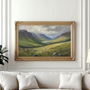Scottish Highlands Landscape Painting: Vintage Farmhouse Art (Digital Download)