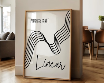 Progress Is Not Linear Art Print: Motivational Office Decor (Digital Download)