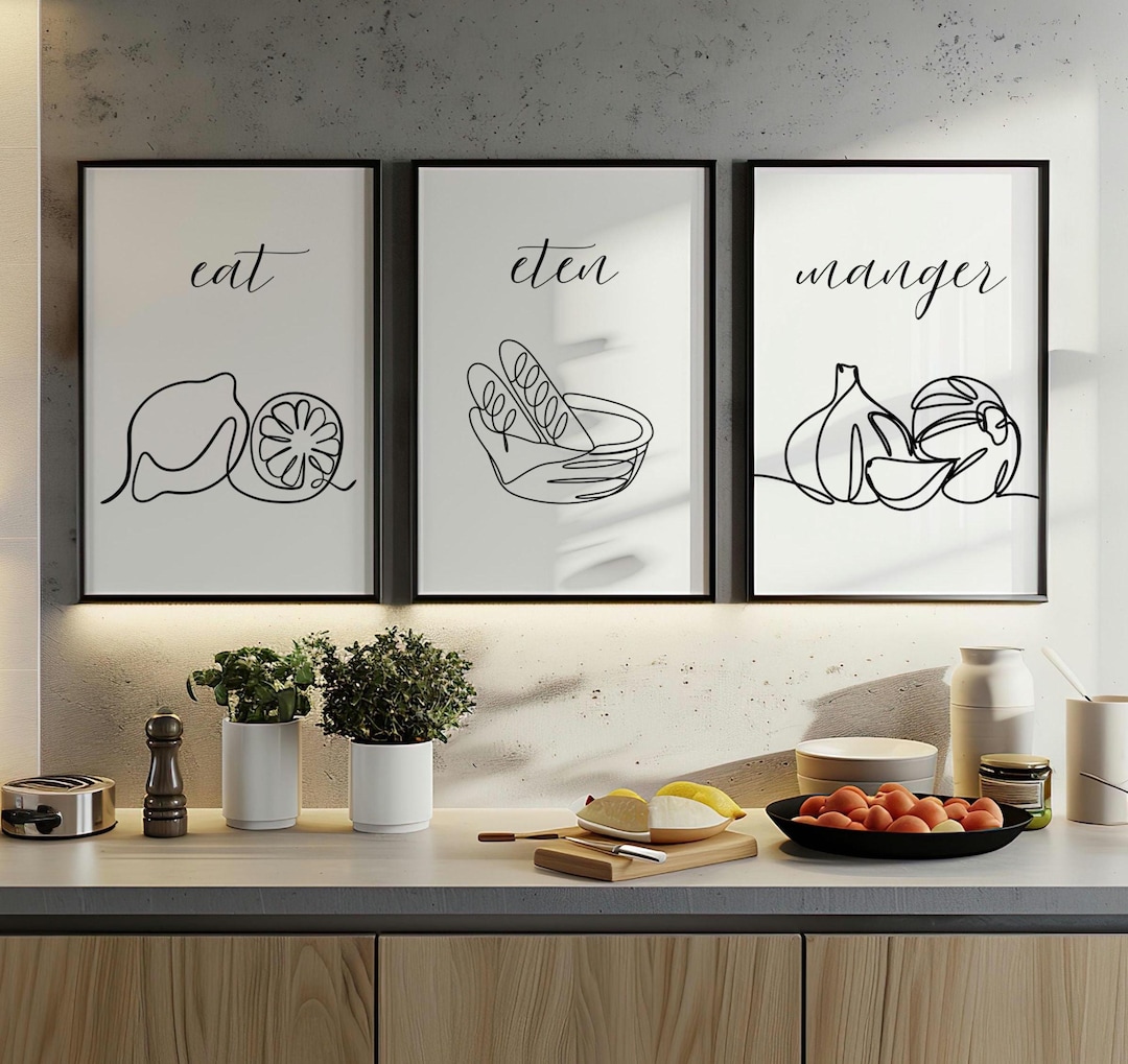 minimalist kitchen prints: line art botanical & still... Minimalist Kitchen Art Prints: Food Line Art Set (digital Download) - Etsy