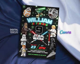 Printable Birthday Invitation, Star invite, wars invitation, darth vader birthday party, Instant Download stormtrooper invitation