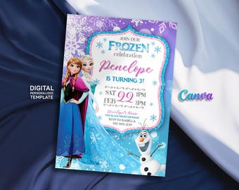 Princess Elsa invite, Frozen Anna invite template, girl birthday, Printable Birthday Invitation, Frozen invitation, editable winter invite