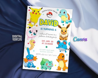 Printable birthday invitation, b-day invite, editable invitation, Anime Birthday invite, instant download