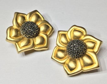 JUDITH JACK Marcasite Flower Clip on Earrings