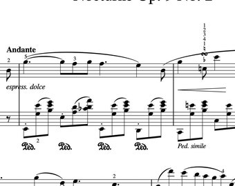 Nocturne Op. 9 No. 2 - Chopin - Musiknoten für Klavier (Instant Digital Download)