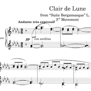 Clair De Lune (Suite Bergamasque) - Debussy - Bladmuziek piano (directe digitale download)