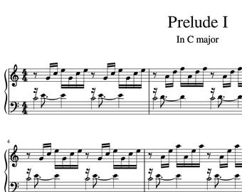 Prélude n° 1 en ut majeur - Bach - Partitions piano (téléchargement numérique instantané)