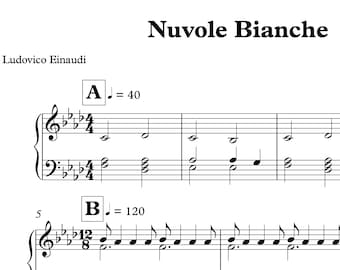 Nuvole Bianche - Ludovico Einaudi - Partituras para piano (descarga digital instantánea)