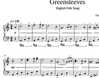 Greensleeves (Beginner Version) - Klavier Noten (Instant Digital Download)
