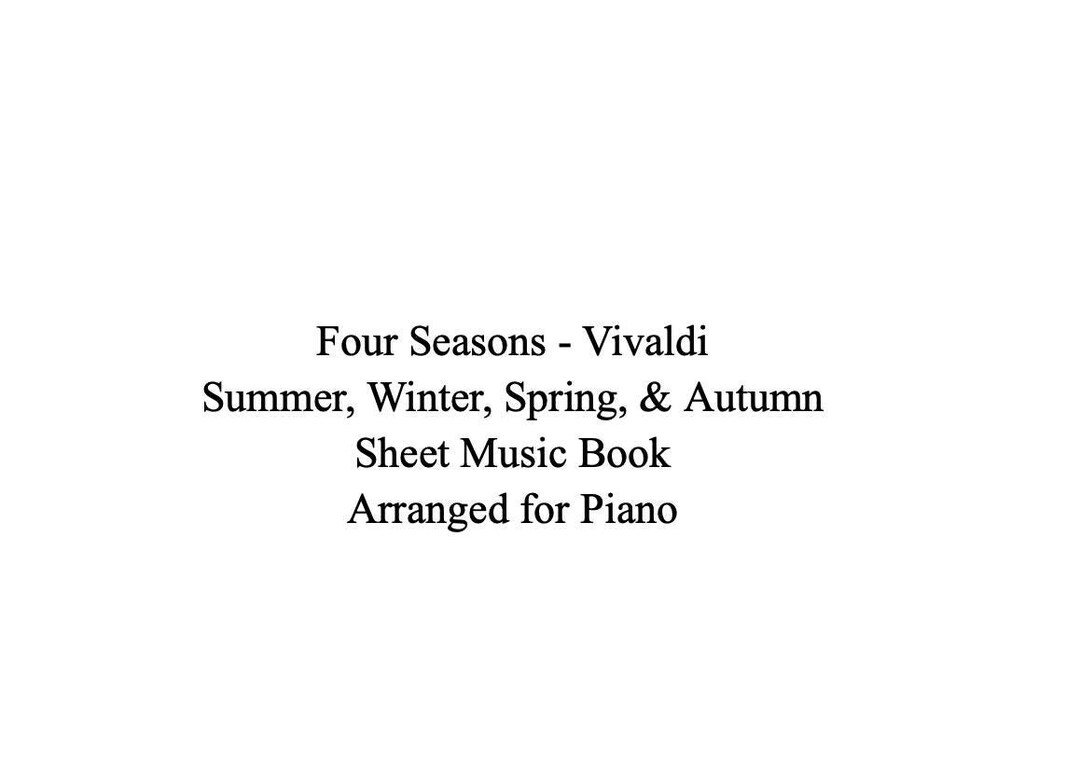 Vivaldi Four Seasons Piano Sheet Music Book (instant Digital Download ...