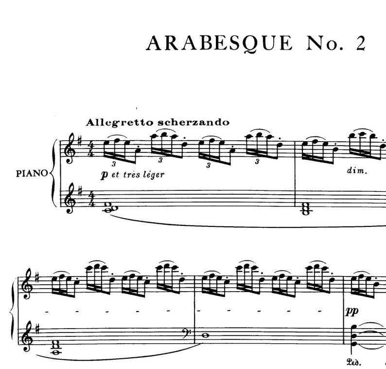 Arabesque No. 1 and Arabesque No. 2 - Debussy - Piano Sheet Music ...