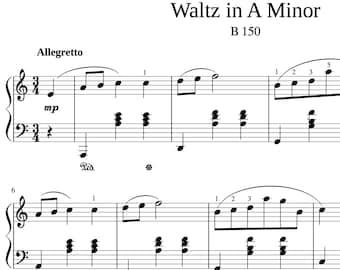 Walzer in a-Moll B150 - Chopin - Klaviernoten für Anfänger/Einfache Noten (Sofortiger digitaler Download)