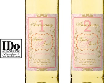 Landmark Anniversary Wine Labels - Anniversary Wedding Labels - Advice Wine Bottle Labels - Custom Wine Label _ Milestone Wine Label