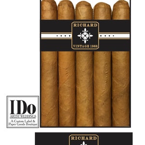 Modern Cigar Bands - Custom Printed for you - Vintage Birthday Year -  Black & White Cigar Labels - Men&#39;s Cigar Bands