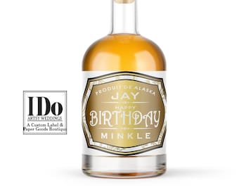 Birthday Bottle Label - made to fit any bottle - Personalized Wine or Liquor label
