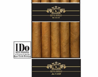 Wedding Crest Cigar Bands - Custom Printed for you -  Cigar Labels for Wedding Cigar Bar - Classy Cigar Bands - Black & Gold or your colors
