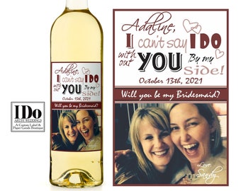 I Can't Imagine Saying I Do Without You Wine Label - Artsy Bottle Labels - Bridal Shower Wine Label - Hen Party Labels