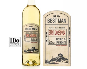 Will you be my Groomsmen   Wedding Groomsmen  Wine & Liquor Labels   Will you be my Best Man   Groomsmen Labels  Mountain  Grooms Gifts   1