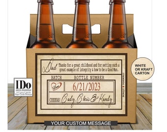 Fathers Day Beer Carton and Label - Personalized  Six Pack Box & Label - Beer Carrier Box and Custom Label - Best Dad Gift  - for a 6pk