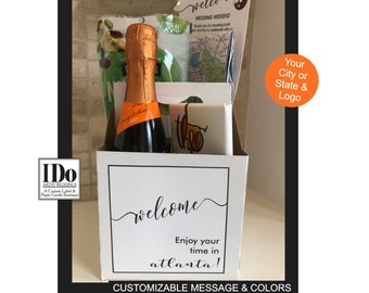 Welcome Hotel Gift - Custom 4 Section Carton & Label - Destination Wedding Welcome Box  - 4 openings for you to fill - Custom for any event