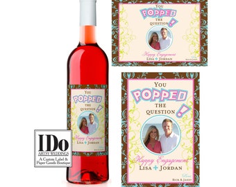 Engagement Label - Engagement Gift - Custom Photo Wine Labels for the Bride and Groom to Be - Proposal Wine Label - Champagne Label