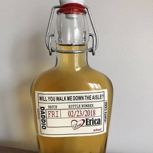 Walk Me Down the Aisle Liquor Flask Label: Father of the Bride Gift