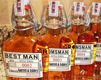 Groomsman Bottle Flask with Labels - Liquor Bottle Flask - Hinged Liquor Bottles - Hinged Flask 500ml - 17oz bottle
