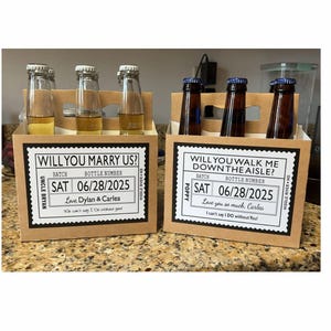 Will You Walk Me Down the Aisle Beer Carton and Label - Personalized  Six Pack Box & Label - Beer Carrier Box - Officiant Proposal for a 6pk