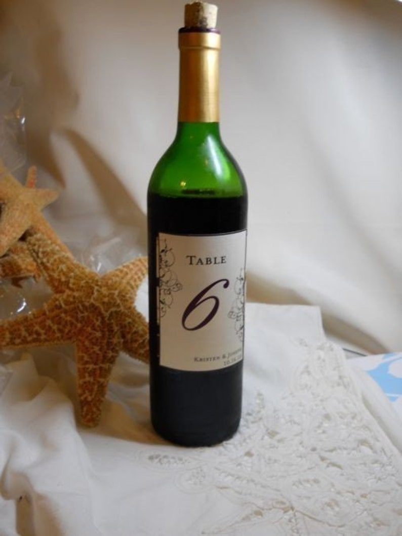 Wine Bottle Table Numbers for Weddings and Engagements Wine Label Placecards Elegant Table Numbers