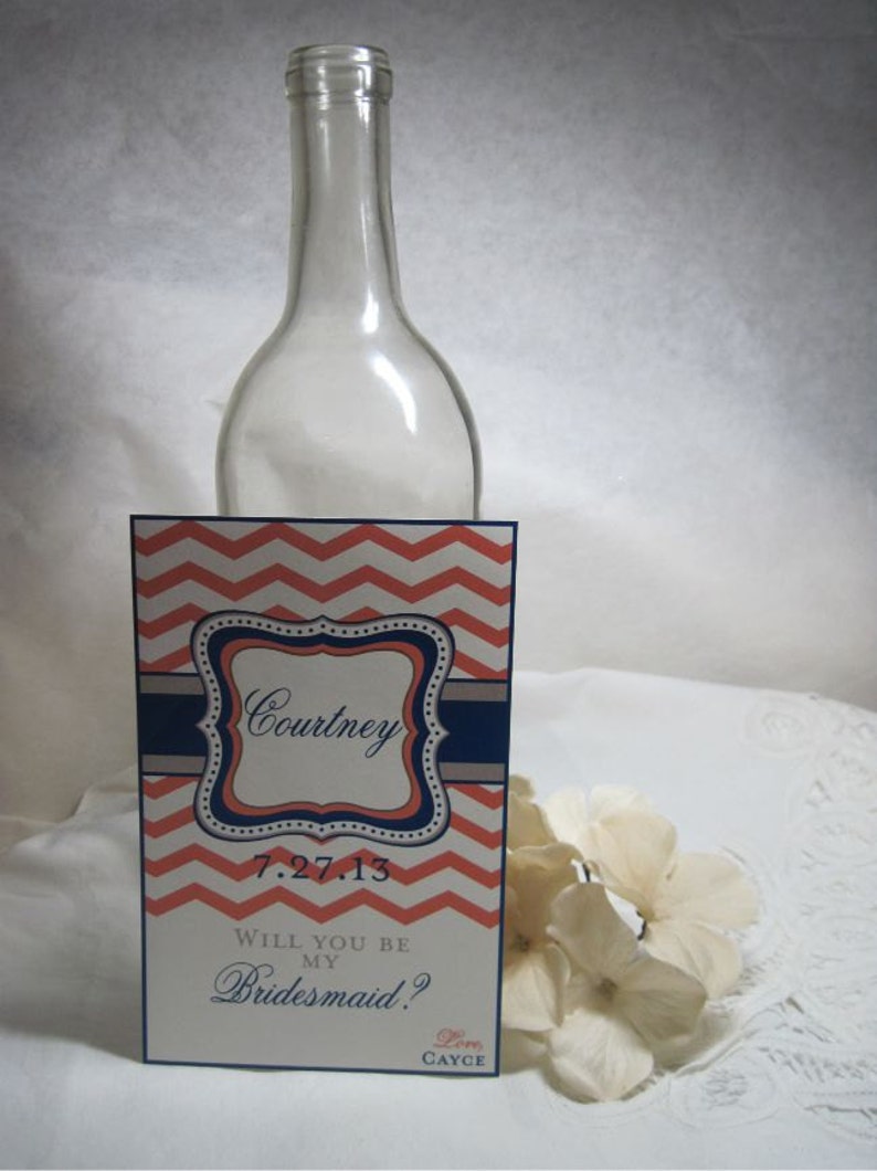Personalized Bridesmaid Wine Labels Chevron Bridesmaid