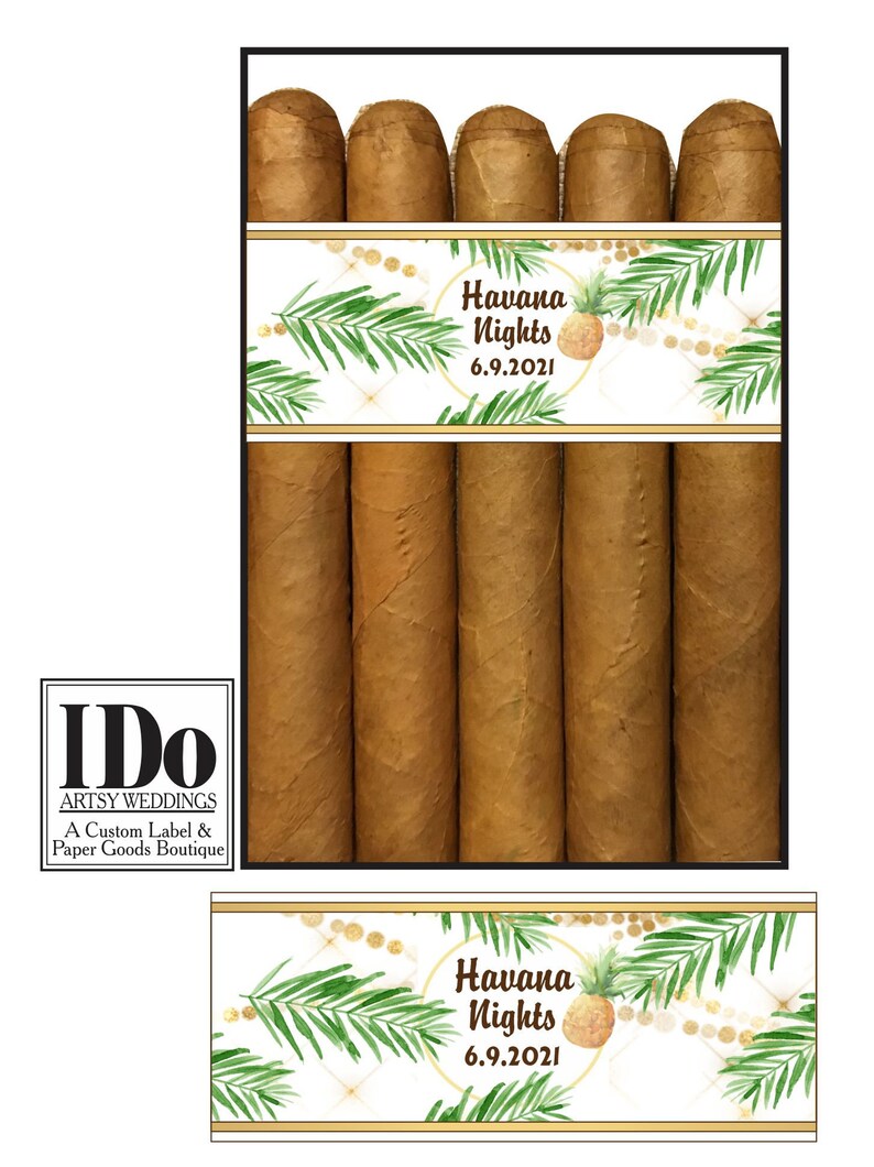 Cigar Labels for Your Party Theme Tropical Cigar Bands Custom Printed for you Tropical Nights Cigar Bands