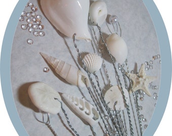 Seashells and Pearls - Wired Wedding Bouquet Stems - Centerpieces