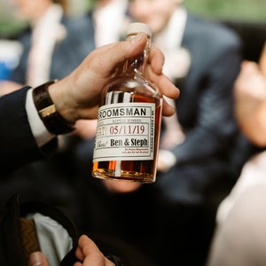 Groomsmen Liquor Flask with Labels   Corked Liquor Flask   Will you be my Groomsmen Gift    Cork Top Flask 375ml  Bottle & Labels  Free ship