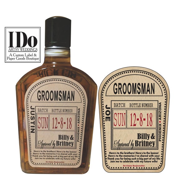 liquor bottle label groomsman