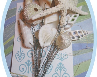 Glittery Starfish, Seashells and Sea Urchins for Wedding Bouquets and Centerpieces