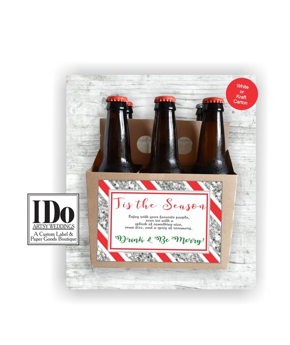 Holiday Beer Carton and Label - Mens Personalized Six Pack Box & Label - Beer Carrier w/ Custom Label - Christmas Carton - 6pk Il_570xn