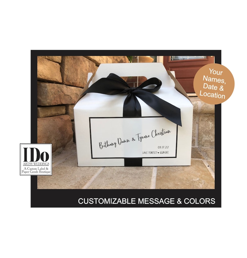 Welcome Wedding Box - Welcome Wedding Gable Box - Custom Hotel Guest Box - Wedding retail Guest Favors - Guest Gift - w/Ribbon & label attached