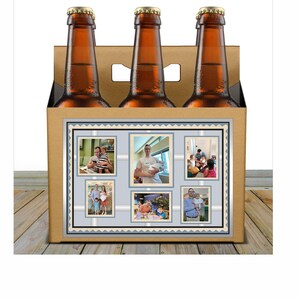 Fathers Day Beer Carton and Label - Personalized Photo Box & Label - Beer Carrier and Custom Label for  6pk - 1ST Fathers Day Gift - 2 sided