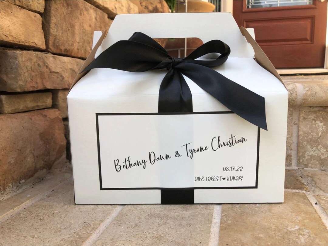Personalized Wedding Welcome Box: Custom Gable Box With Ribbon for ...