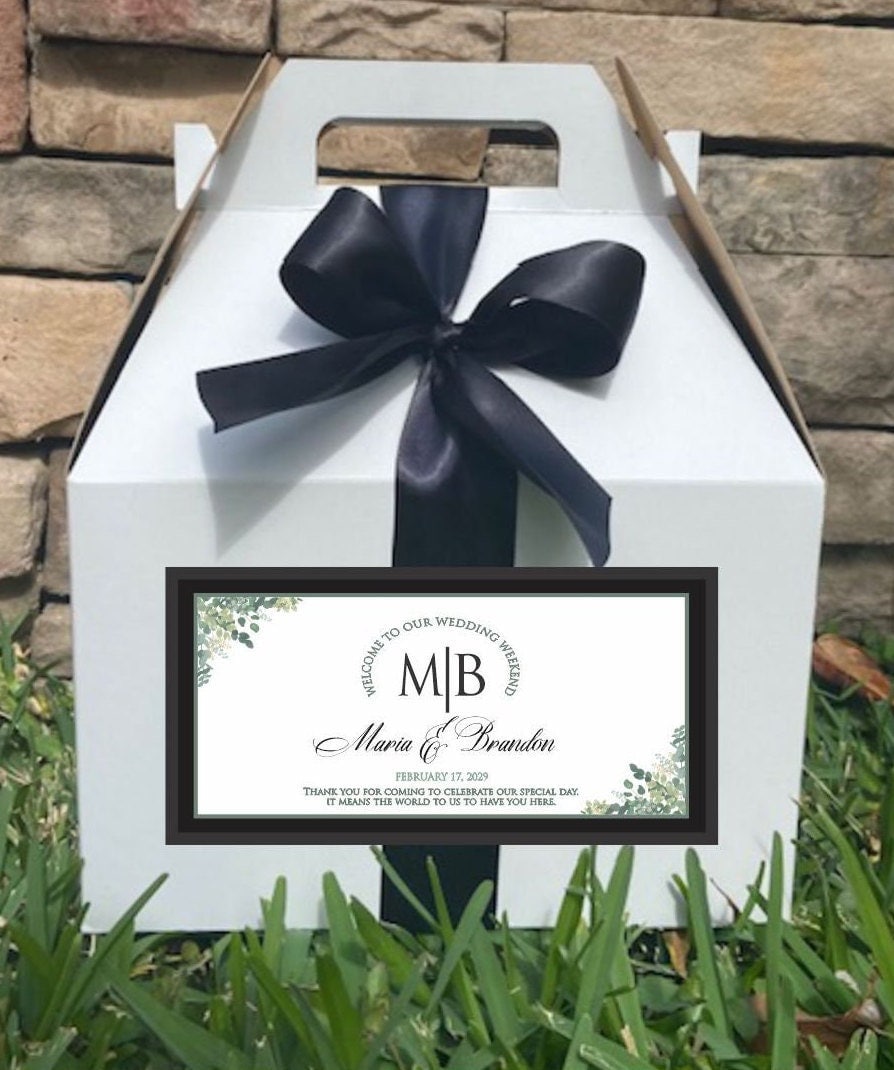 Personalized Wedding Welcome Boxes: Assembled Gable Box With Ribbon - Etsy