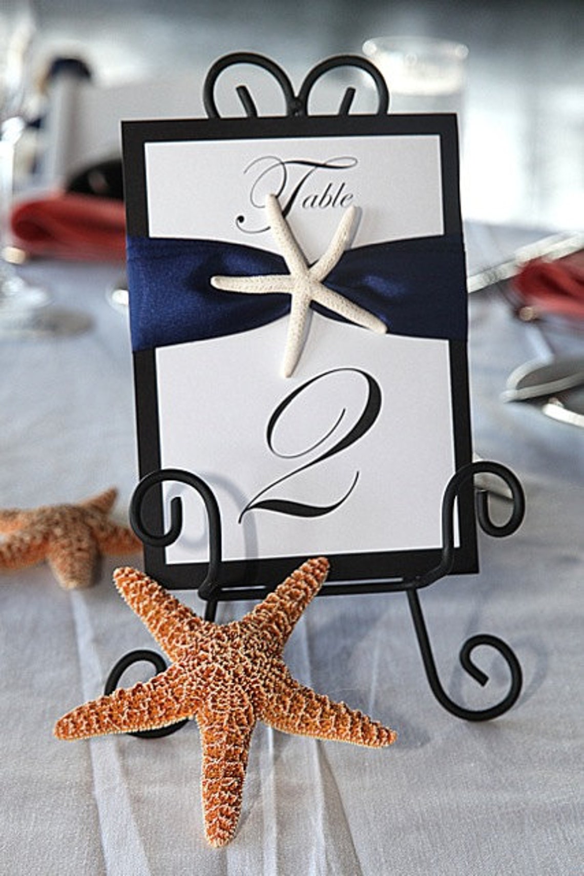 Beach Wedding Table Numbers With Elegant Starfish Table Etsy