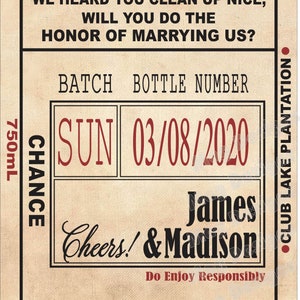 Will You Be My Officiant Liquor Flask Labels Customizable Message Sized to fit your bottles Gift for Officiant at Wedding PRINTED image 3