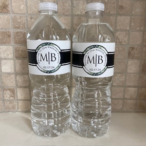 Monogram Wedding Water Bottle Labels - Fern Labels - Garden Wedding Water Bottle Stickers - Wedding Welcome Box Gift