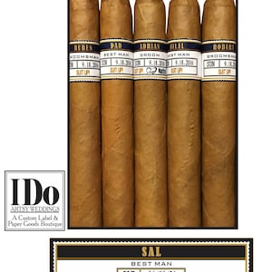 Groomsmen Cigar Bands - Grooms Gift - Wedding Party and Groomsmen Cigar Bands - Wedding Reception Cigar Bar - Cigar Station - 5 Bands