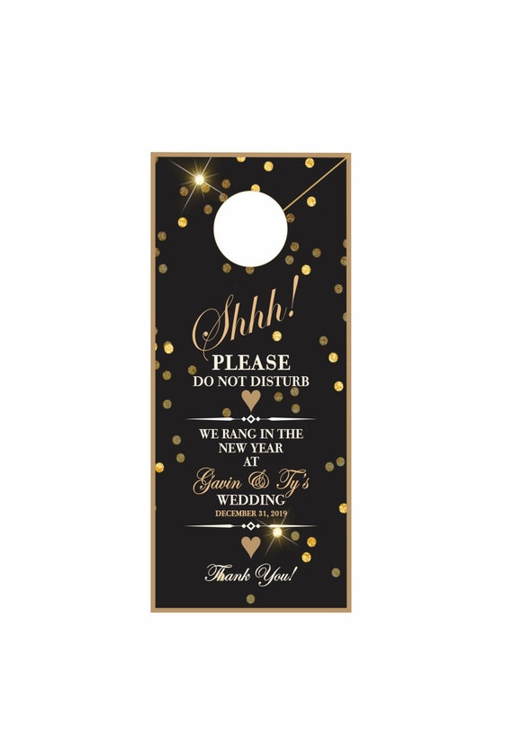 Do Not Disturb Door Hanger Black and Gold Wedding Hotel Door Hanger