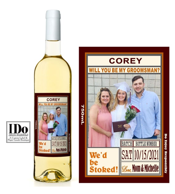 Groomsmen Proposal Label - Wedding Bottle Labels - Groomsmen Wine Label - Rehearsal Dinner Party Labels Il_570xn