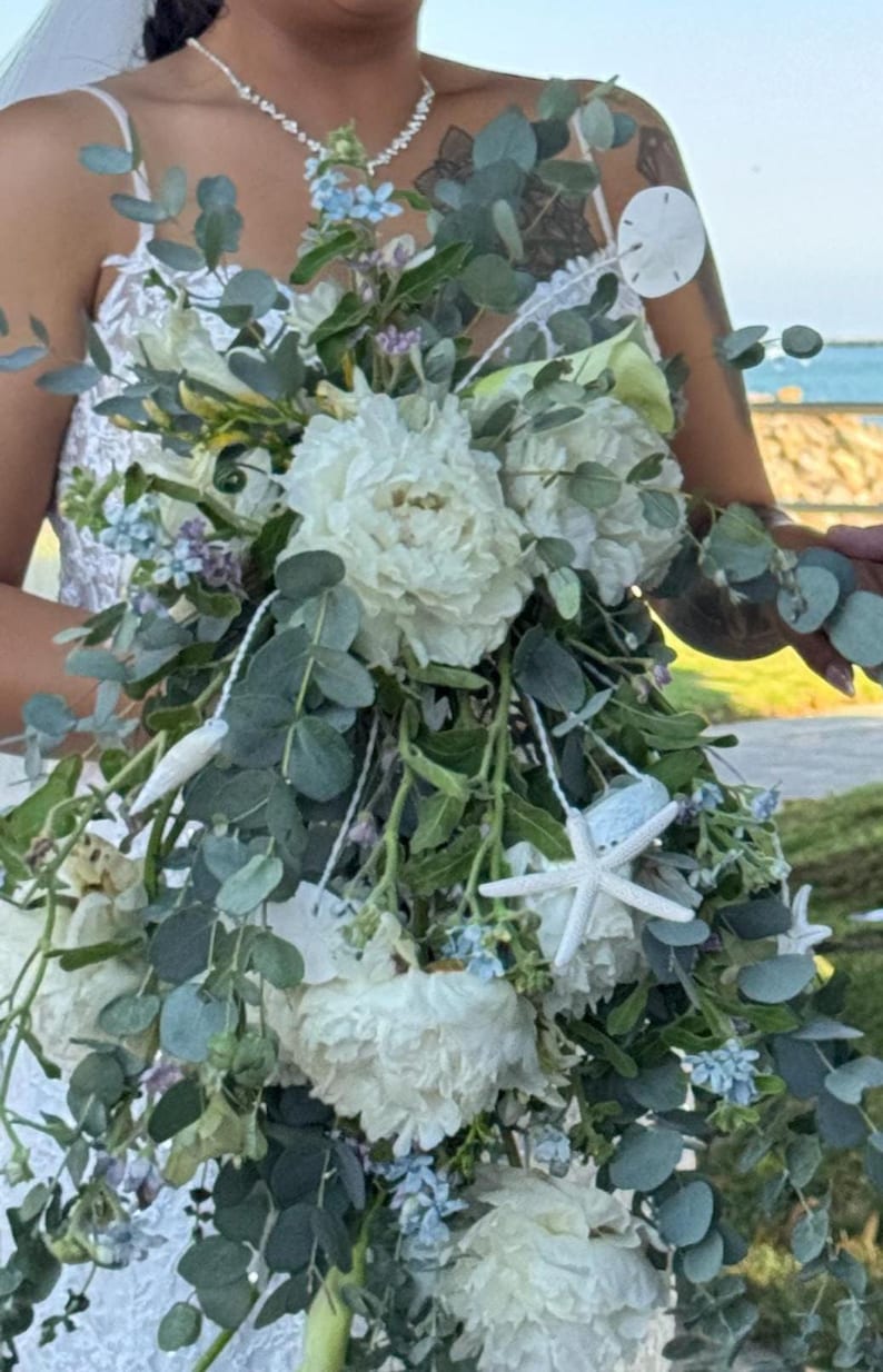 Glittery Starfish, Wired Seashells and Sea Urchins for Wedding Bouquets and Centerpieces image 4